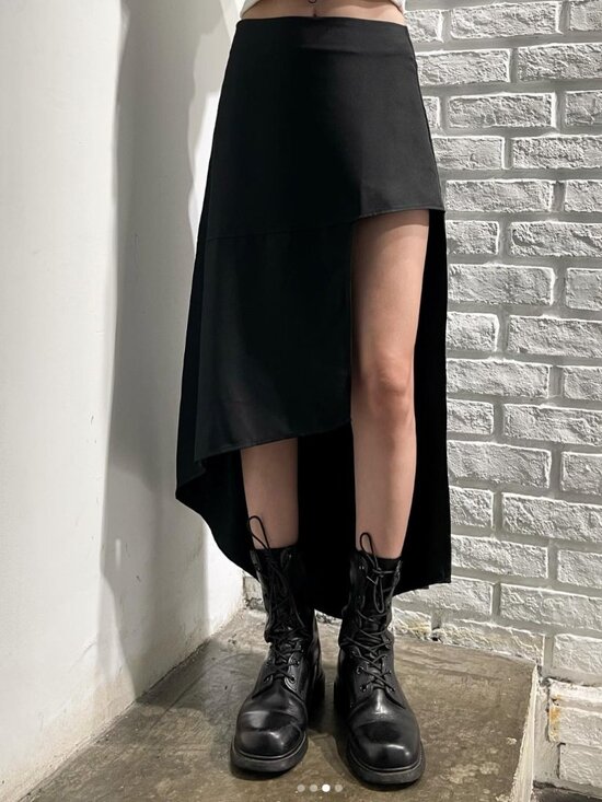 Dresses & Skirts - Black Asymmetrical Midi Skirt